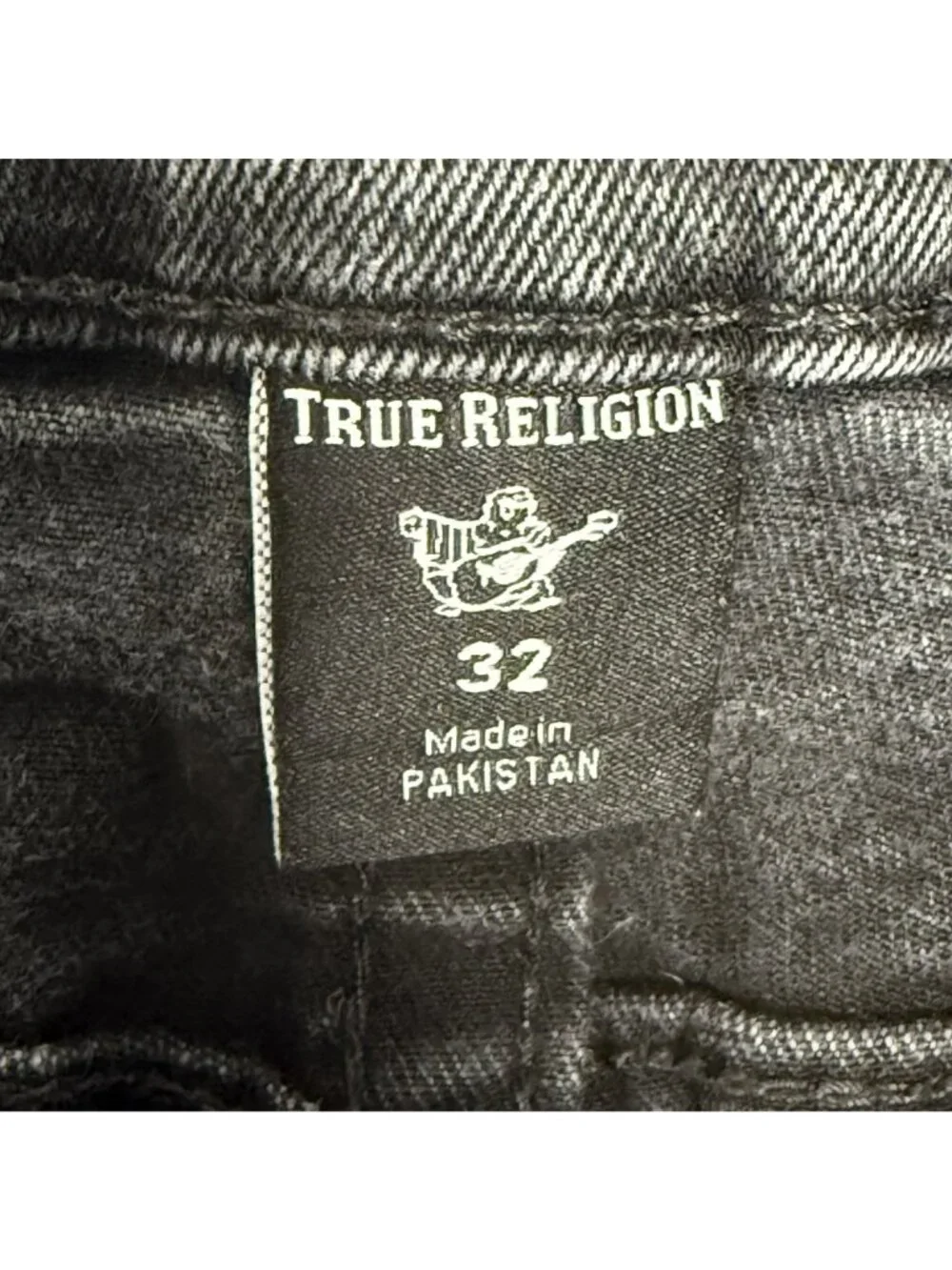 True Religion Black Rocco Back Flap Jeans, 32